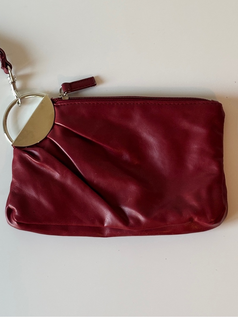 Women's Dark Red Vintage Wristlet Clutch - Leather Pouch